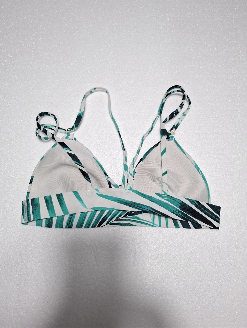 PINK Victoria's Secret Women's Green Leaf Print Triangle Swim Top Sz M - Picture 6 of 8